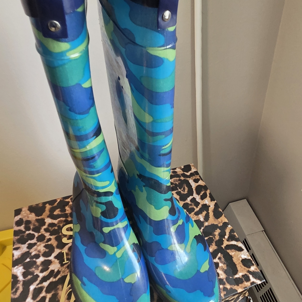 Polo by Ralph Lauren Blue and Green Camo Rain Boots